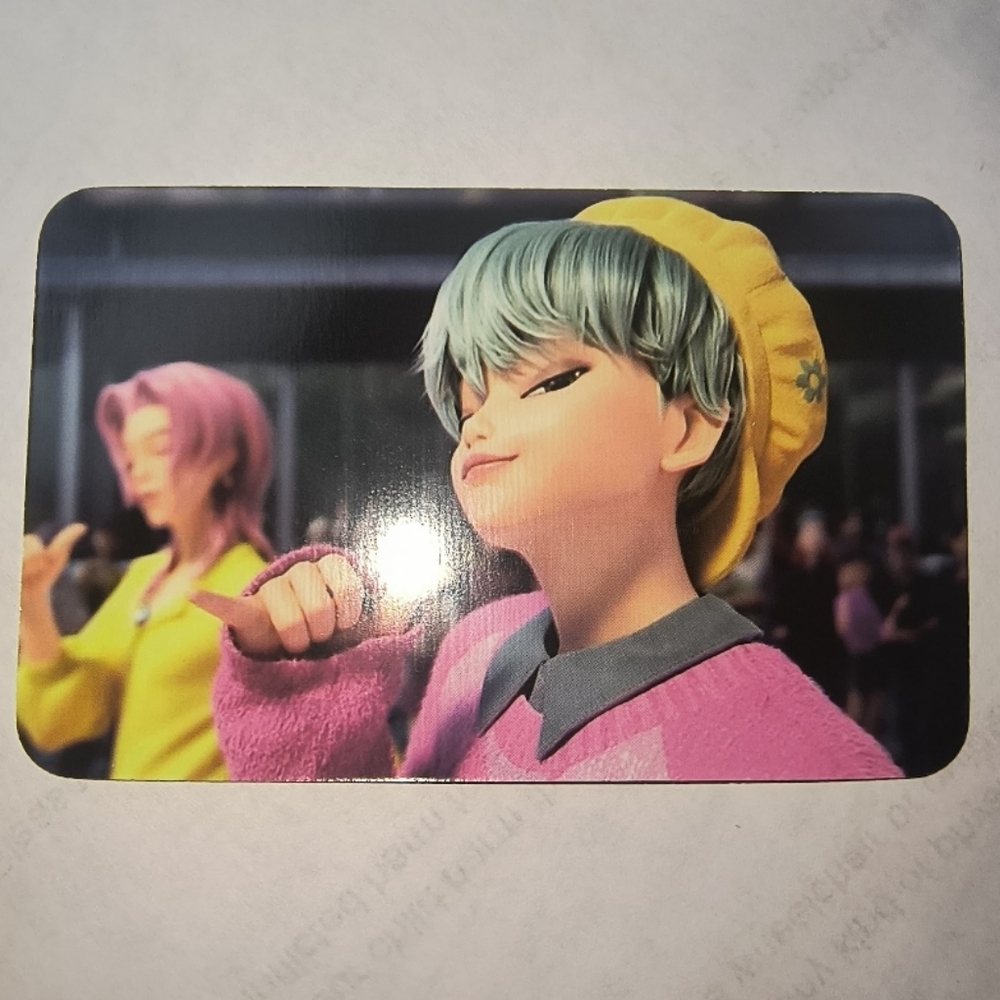 Animated Character Art Card — Pink Sweater & Yellow Beret Baby Saja Kpop Demon H